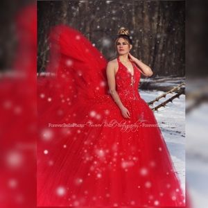 Red Full ballgown prom, hoco